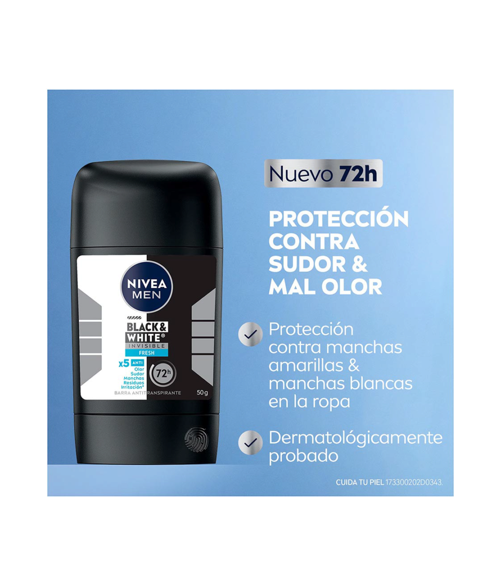 Barra Antitranspirante Antimanchas para Hombre Invisible Fresh 50g