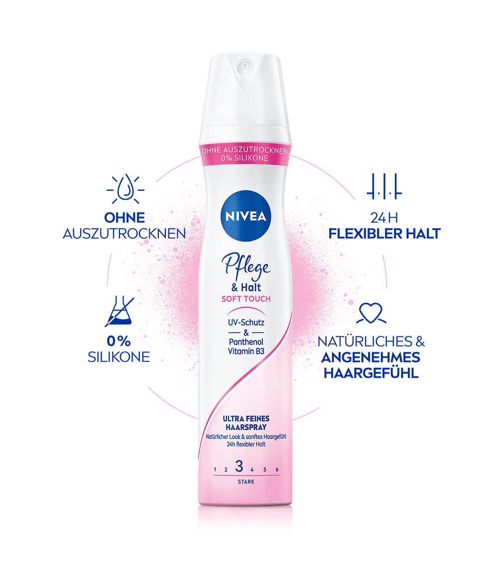 NIVEA PFLEGE UND HALT HAARSPRAY SOFT TOUCH BENEFITS