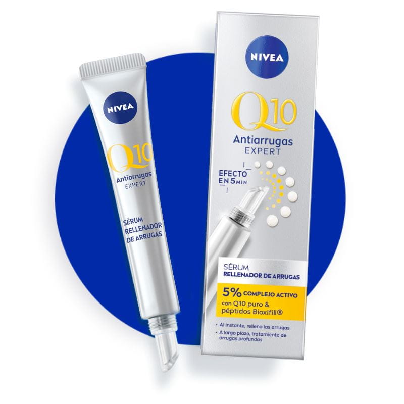 Esta imagen muestra packaging de NIVEA Q10 Sérum rellenador antiarrugas.