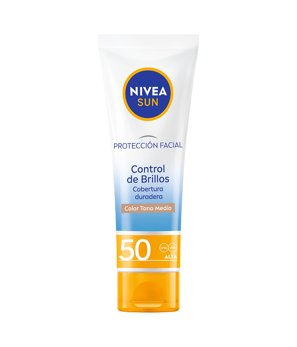 NIVEA SUN Protección Facial Control Brillos con color FP 50